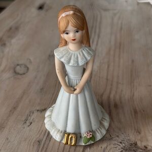 “growing up” Vintage Porcelain Girl Figurine age 10